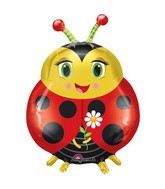 27" SuperShape Cute Ladybug Balloon Packaged