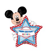 24" Mickey HBD Personalize Jumbo Balloon with stickers