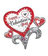 29" Happy Valentines Day Swirly Heart Burst Balloon