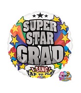 28" Singing Balloons Super Star Grad
