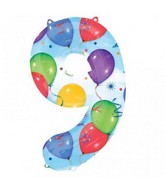 34" SuperShape 9 Balloons & Streamers Balloon Packaged
