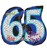 27" Holographic Oh NO! It's My Birthday 65 Balloon Packaged