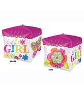 15" x 15" Cubez Beautiful Baby Girl Block Balloon