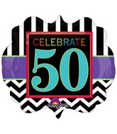 25" SuperShape Birthday Celebration 50 Balloon Packaged