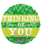 18" Green Chevron Thinking Of You Balloon Packaged