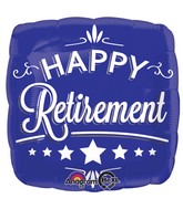 18" Happy Retirement Blue Square Balloon