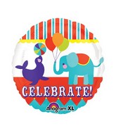 21" Purple Seal & Blue Elephant Celebrate! Mylar Balloon