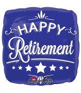28" Happy Retirement Blue Square Balloon