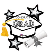 31" SuperShape Congrats Grad White Cluster Packaged Balloon