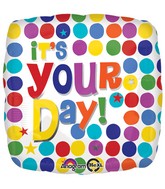 18" It's Your Day Multi Dots Balloon Packaged