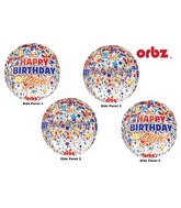 16" Orbz Clear Happy Birthday Clear Confetti Packaged