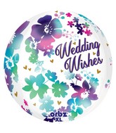16" Orbz Watercolor Wedding Wishes Balloon Packaged
