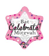 21" Junior Shape Bat Mitzvah Pink Balloon Packaged