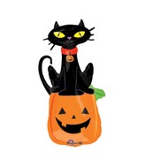 41" SuperShape Black Cat on Pumpkin Balloon