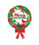 28" SuperShape Christmas Wreath Balloon Packaged
