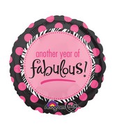 18" Another Year of Fabulous Balloon Packaged