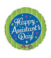 18" Assistant's Day Green & Blue Balloon Packaged