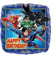18" Justice League Happy Birthday Balloon Packaged