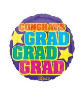 18" Junior Shape Grad, Grad, Grad Balloon