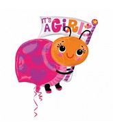 Jumbo It's a Girl Ladybug Balloon Packaged