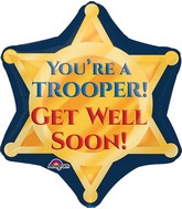 21" Trooper Badge Get Well Soon Balloon Packaged