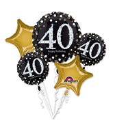 Bouquet Sparkling Birthday 40 Balloon Packaged