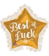 34" Best of Luck Gold Star Balloon