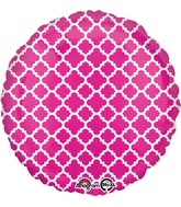 18" Pink and White quatrefoil Balloon