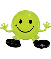 19" Airfill Only Happy Face Lime Green Balloon Packaged