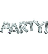 33" Jumbo Phrase " PARTY" Silver Balloon Packaged