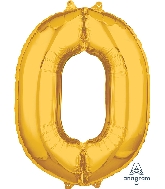 26" Number "0" Gold Mid-Size Shape Foil Balloon