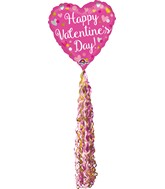 86" Happy Valentine's Day Pink, Silver & Gold Balloon