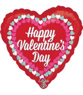18" Happy Valentine's Day Heart Border Balloon