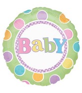 18" Baby Dots Green Balloon
