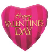18" Happy Valentines Day Pink Stripes Foil Balloon