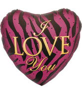 18" I Love You Zebra Heart Foil Balloon