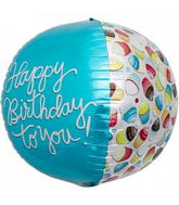 17" Happy Birthday Cupcake Sphere Foil Balloon
