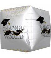 17" Change the World Grad Cube Foil Balloon
