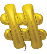 34" Hashtag - Gold Foil Balloon