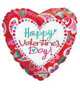 9" Airfill Only Happy Valentine's Day Balloon Fancy Hearts
