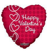 9" Airfill Only Happy Valentine's Day Balloon Laced Hearts