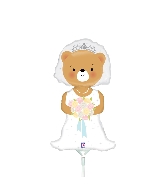 14" Airfill Only Mini Shape Bride Bear Balloon