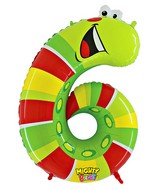 40" Number 6 "Caterpillar" Jumbo Balloon (Polybag)