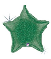 21" Holographic Star-Shaped Balloon Green Holographic Star