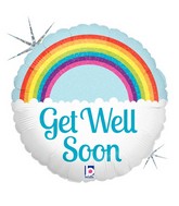 9" Airfill Only Holographic Balloon Get Well Soon Rainbow