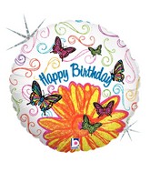 36" Holographic Balloon Pop Art Butterfly Birthday