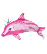 36" Holographic Pink Dolphin Shaped Balloon