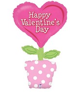 37" Flower Pot Happy Valentine's Day Balloon