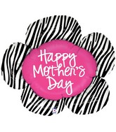 38" Foil Shape Balloon Mother's Day Zebra Flower