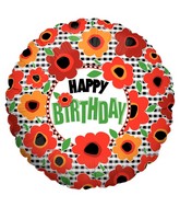 18" Happy Birthday Poppies Balloon